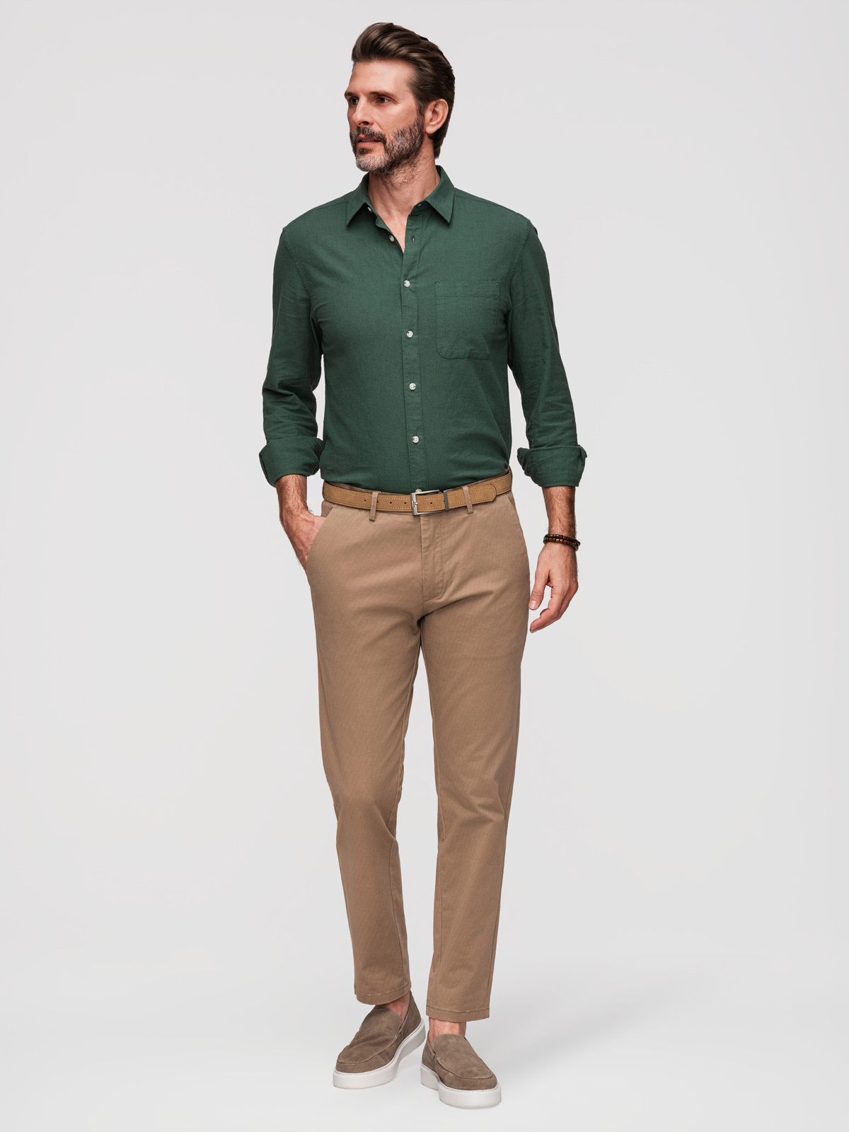 Ombre Men's REGULAR FIT chino trousers with fine texture
