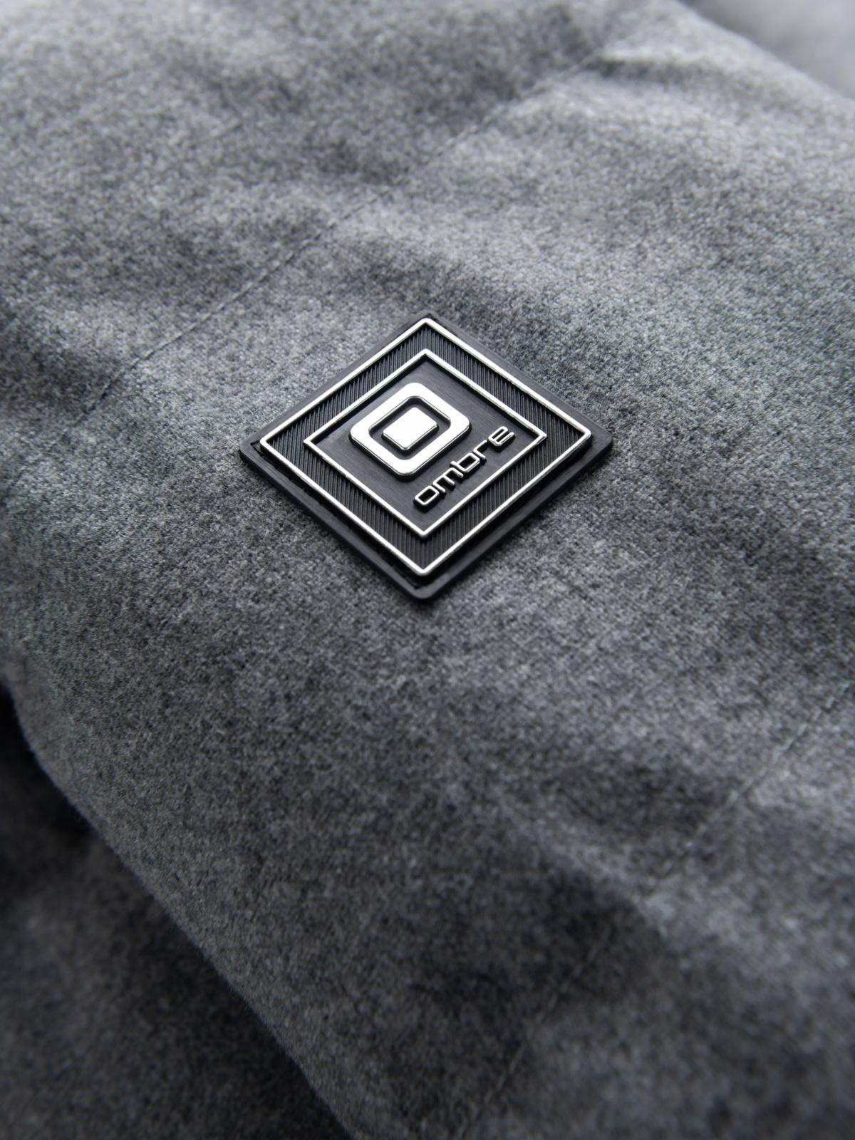 Ombre Warm long men&#039;s parka jacket with wool - grey melange