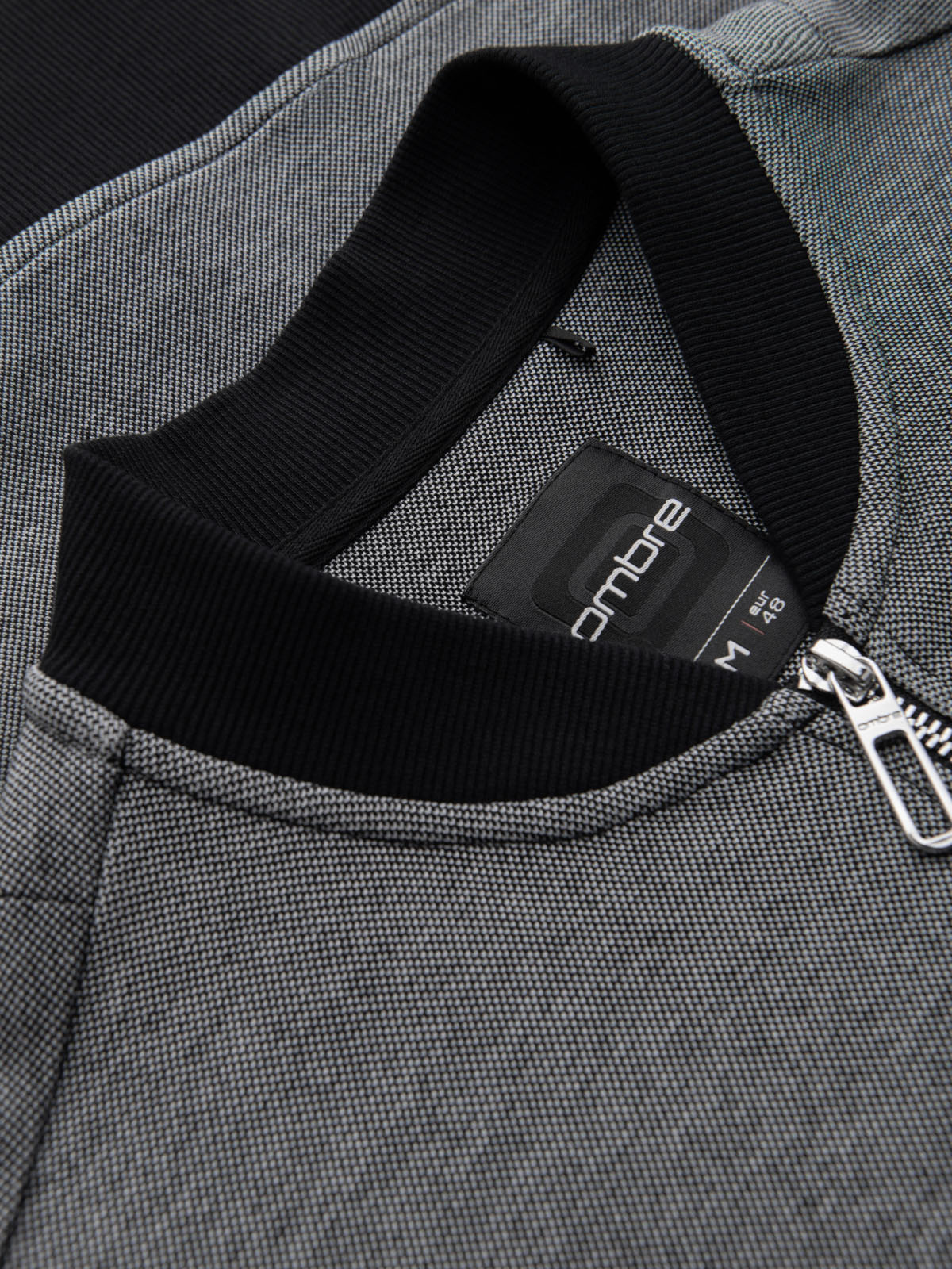 Ombre Men's pique knit bomber jacket - black