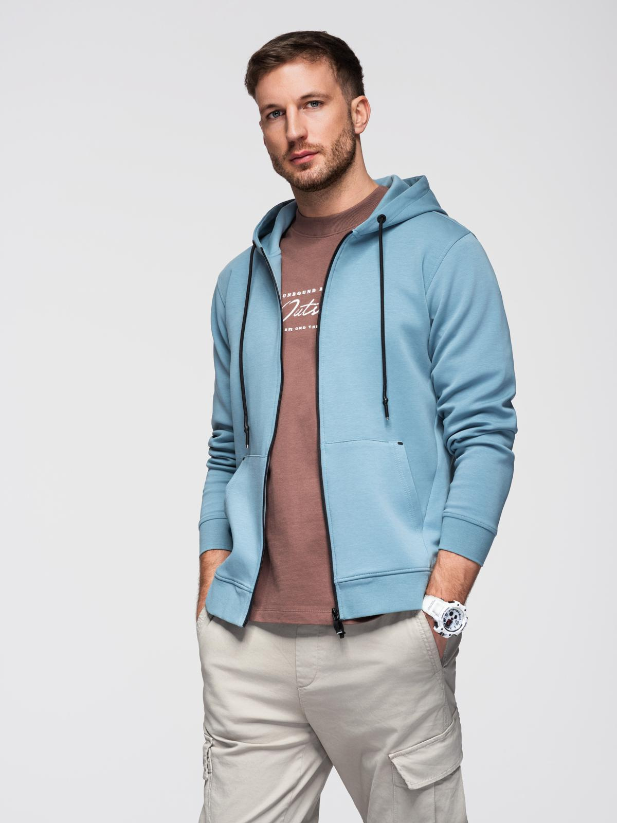 Ombre Unzipped hoodie sweatshirt in streetwear style - light blue