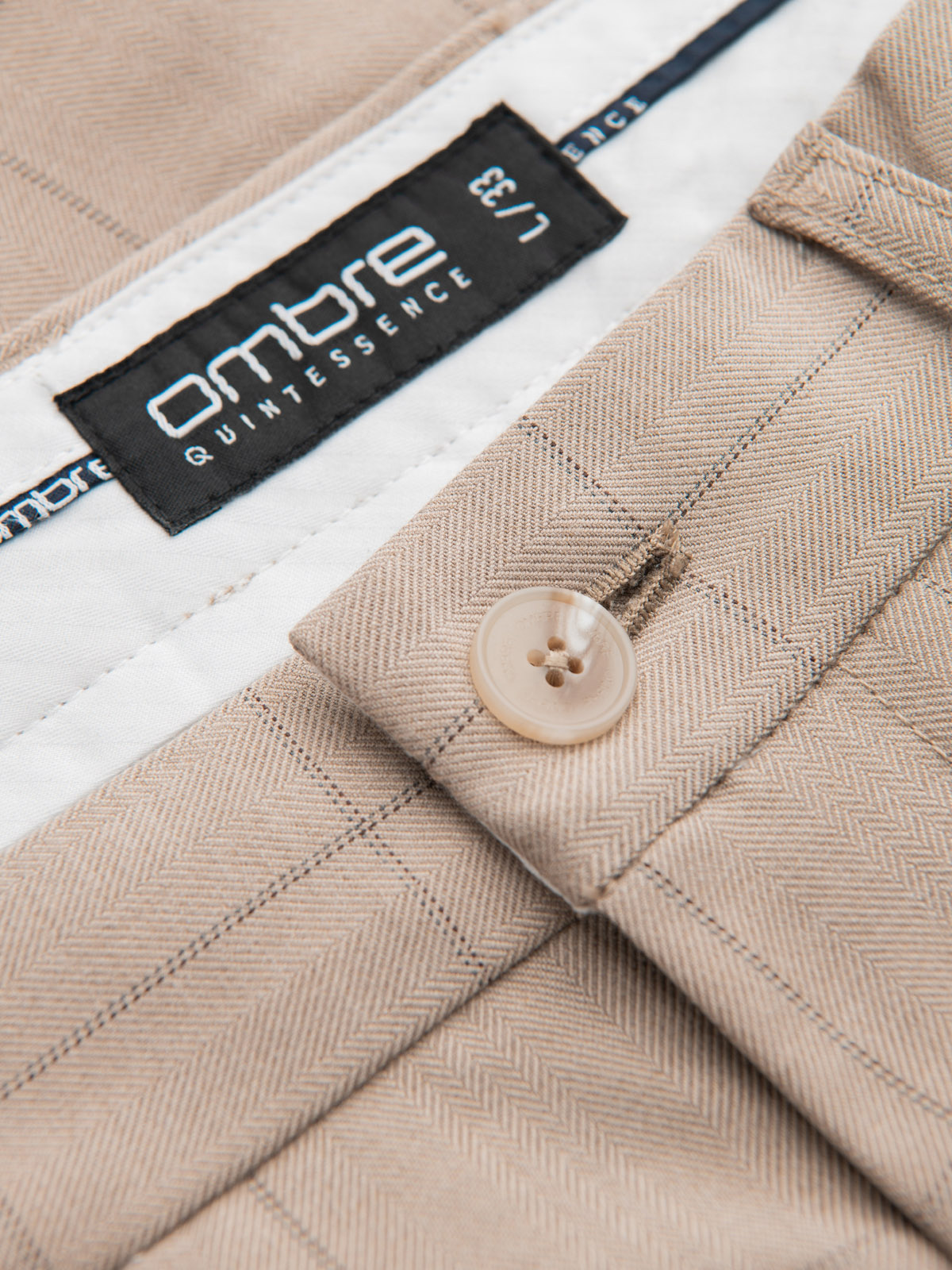 Ombre Men's classic cut pants in fine check - sand