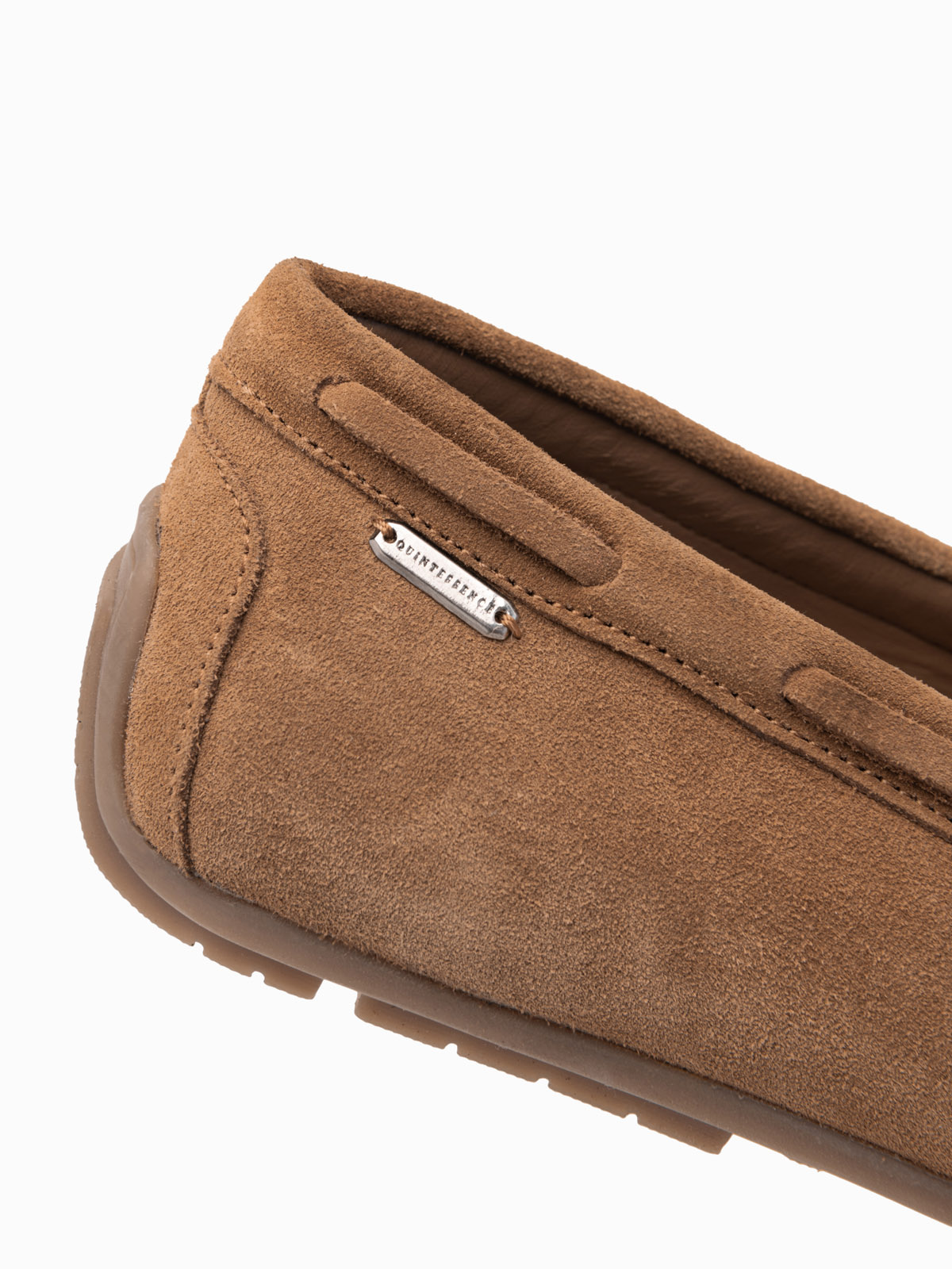 Ombre Men's moccasin leather shoes with thong and driver sole - brown