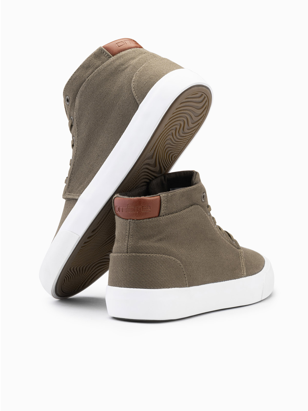 Ombre Men&#039;s cotton canvas high-top sneakers shoes - olive