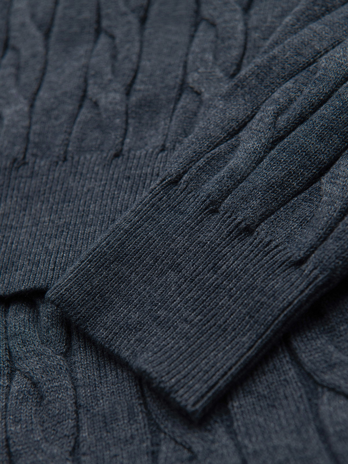 Ombre Men&#039;s turtleneck sweater with checkered weave - navy blue