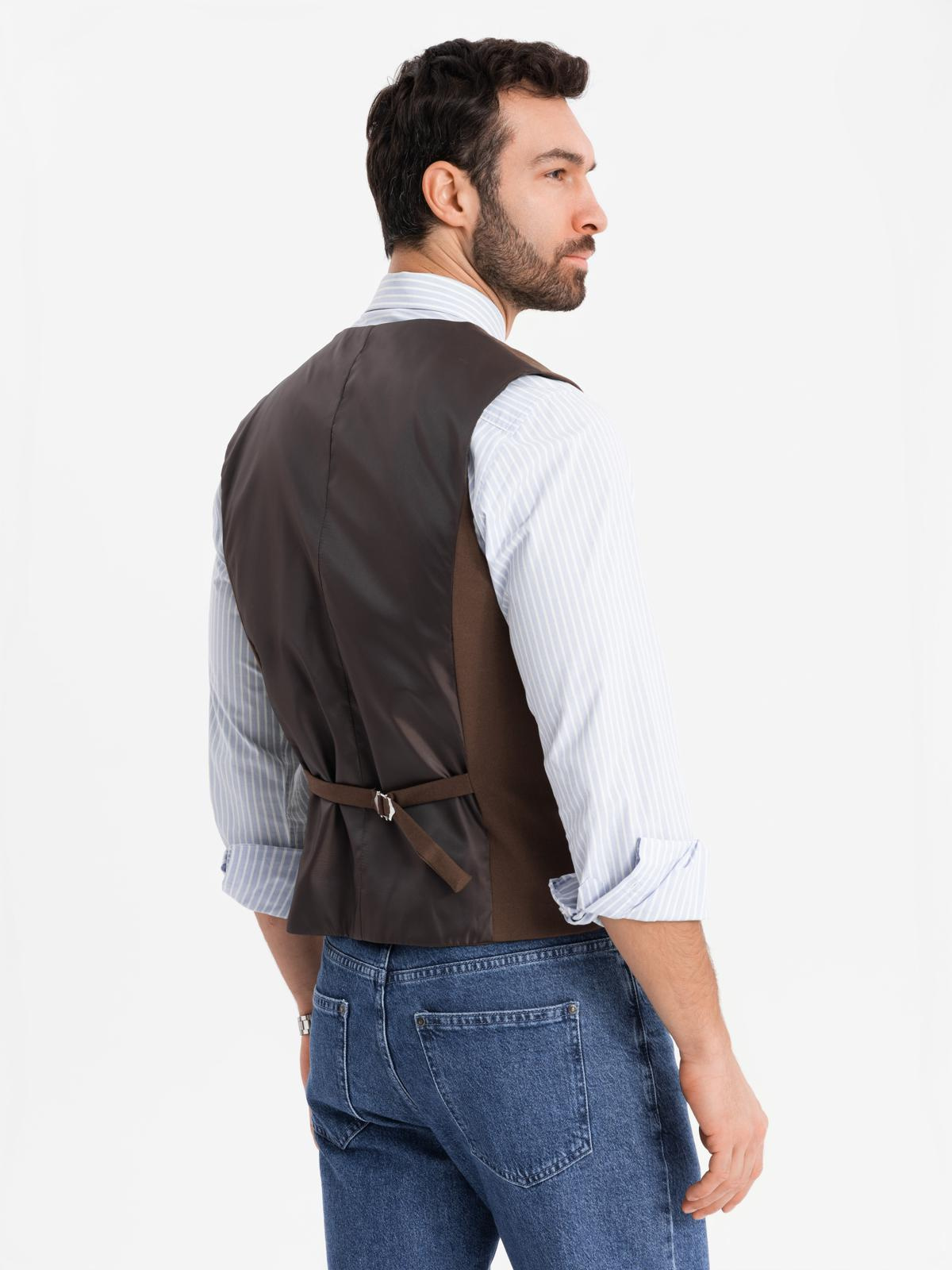 Ombre Men's suit vest with classic detailing and lining - brown