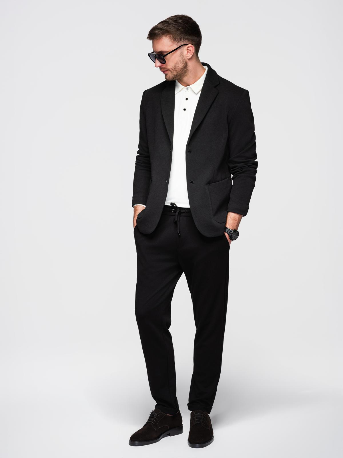 Ombre Men's jacket with high collar and hood - black