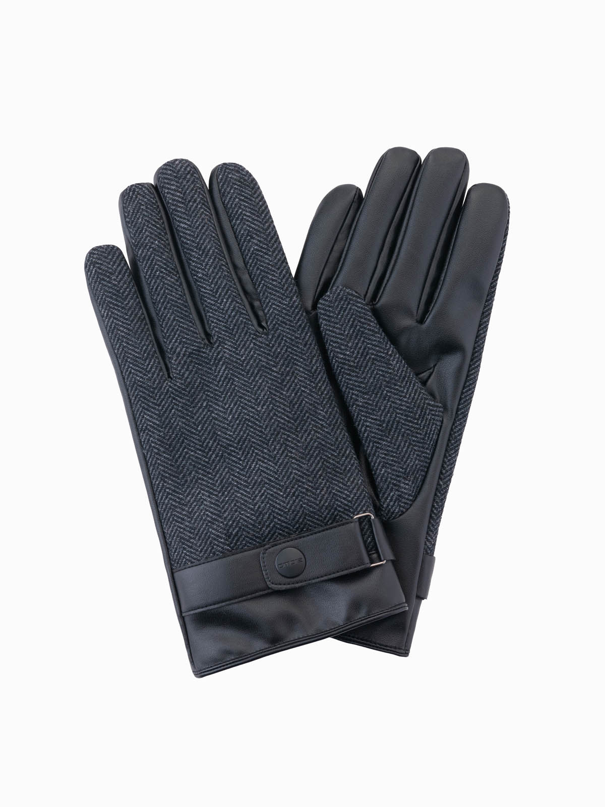 Ombre Elegant Men's Mixed Material Gloves - Graphite Melange