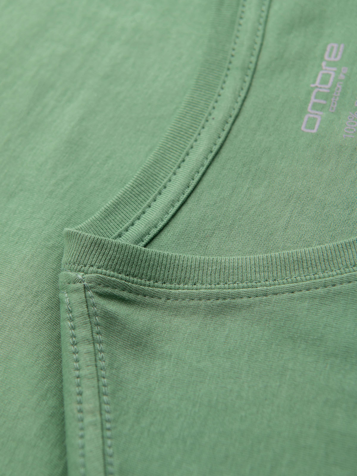 Ombre BASIC men's cotton classic tee with v-neck - green