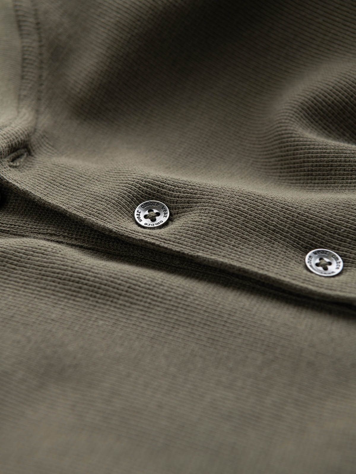 Ombre Button-up neck men's waffle knit longsleeve - olive