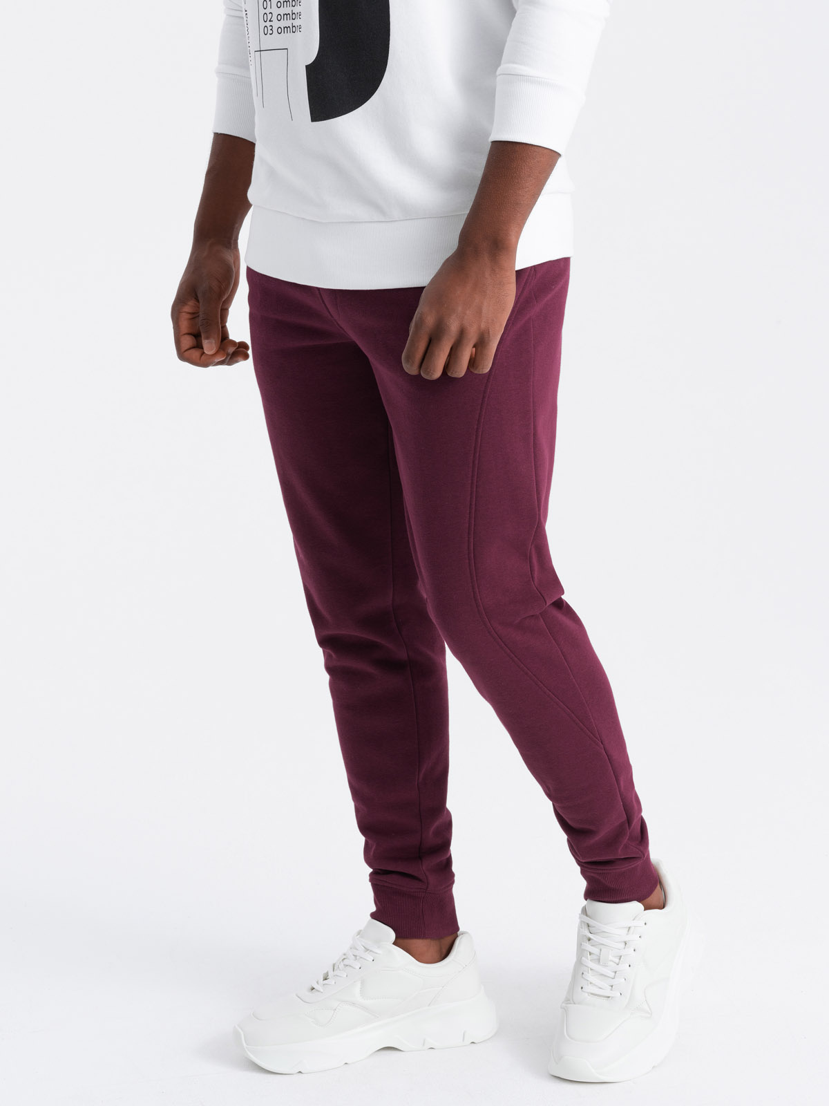 Ombre Men's BASIC cotton jogger sweatpants - maroon