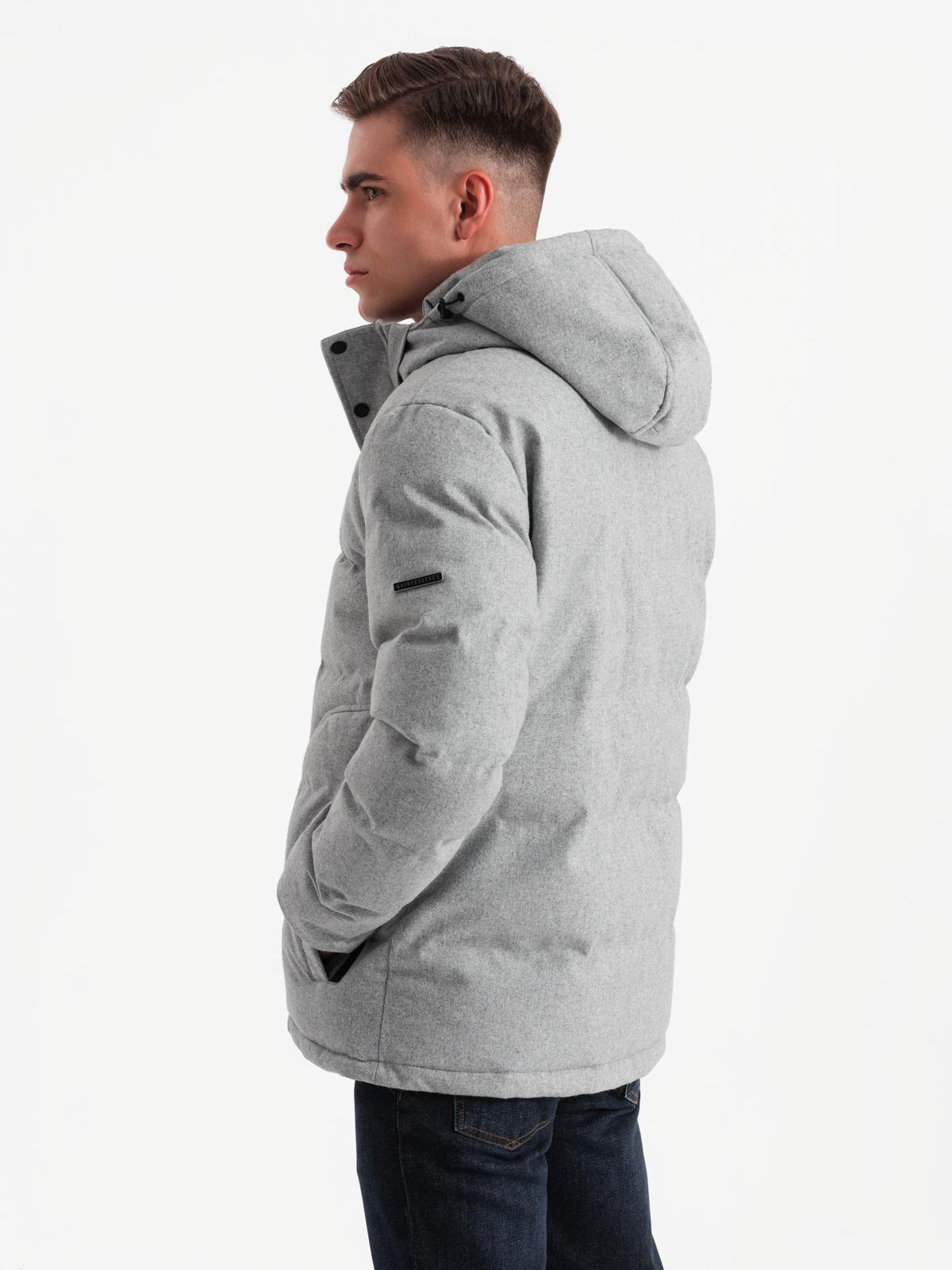Ombre Men&#039;s lightweight jacket with mesh lining and hood - grey