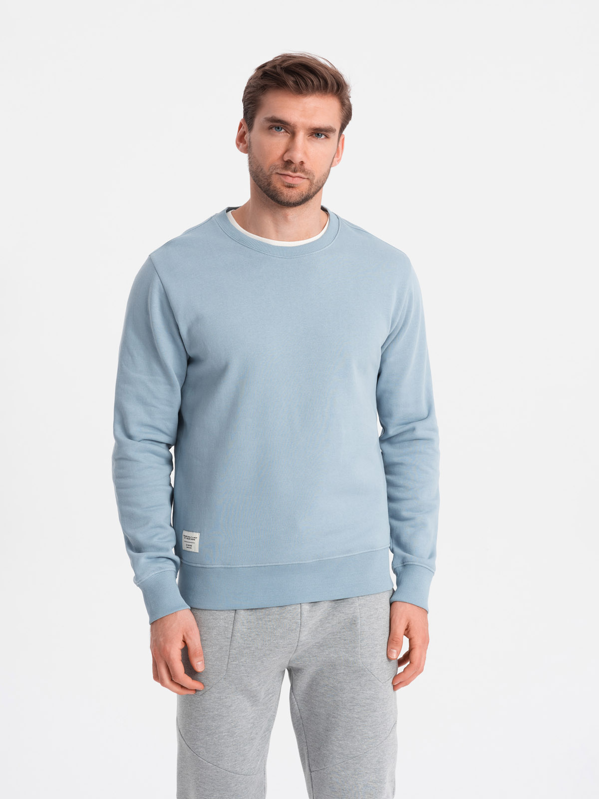Ombre BASIC men&#039;s sweatshirt with round neckline - blue