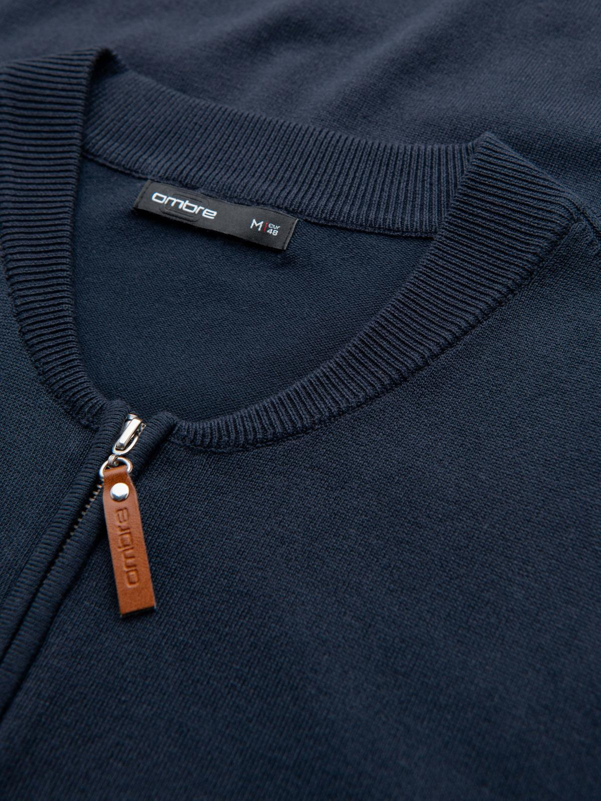 Ombre Men's sweater with viscose and spread neckline - navy blue