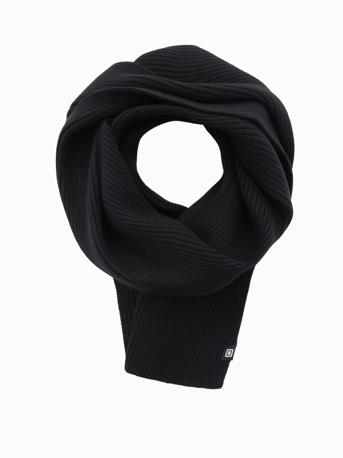 Ombre Men's Monochromatic Ribbed Knit Scarf - Black