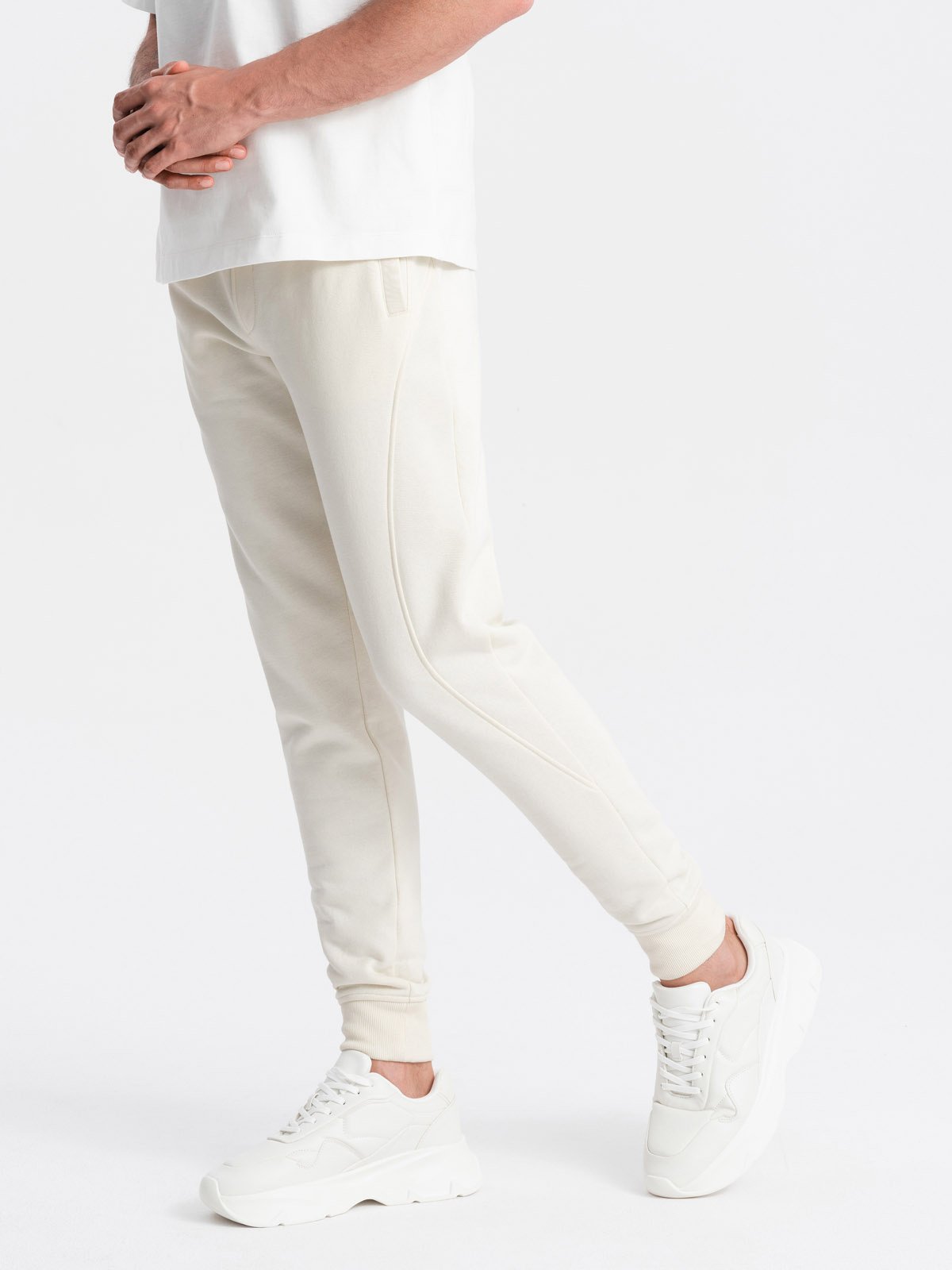 Ombre BASIC men's cotton sweatpants joggers - cream