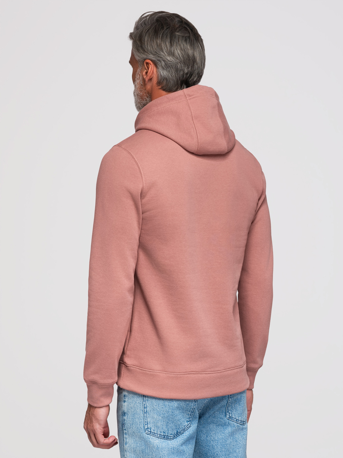 Ombre Men's BASIC cotton sweatshirt kangaroo hoodie - dark pink