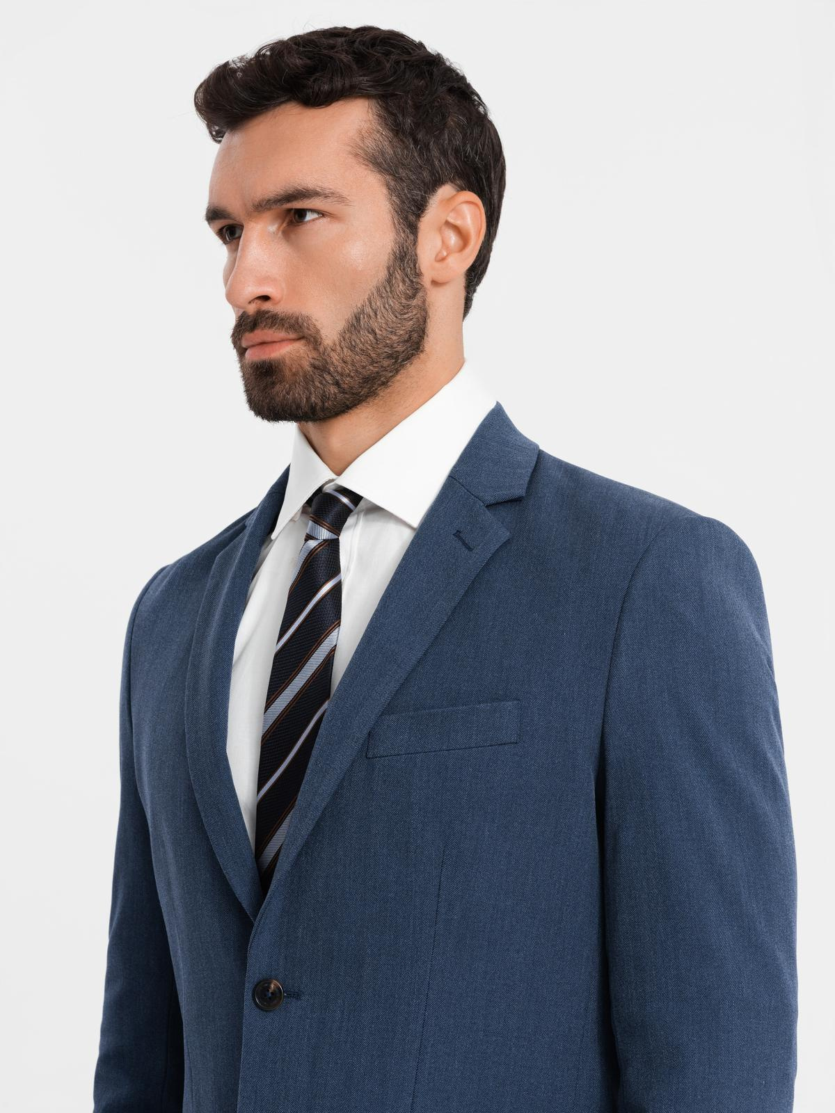 Ombre Elegant men&#039;s SLIM FIT jacket with rayon - dark blue