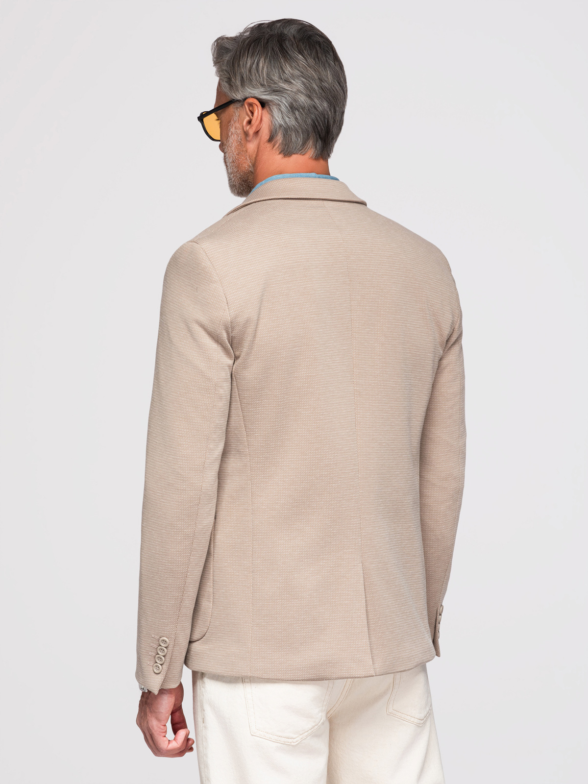 Ombre Elegant fitted men's structured knit blazer - beige