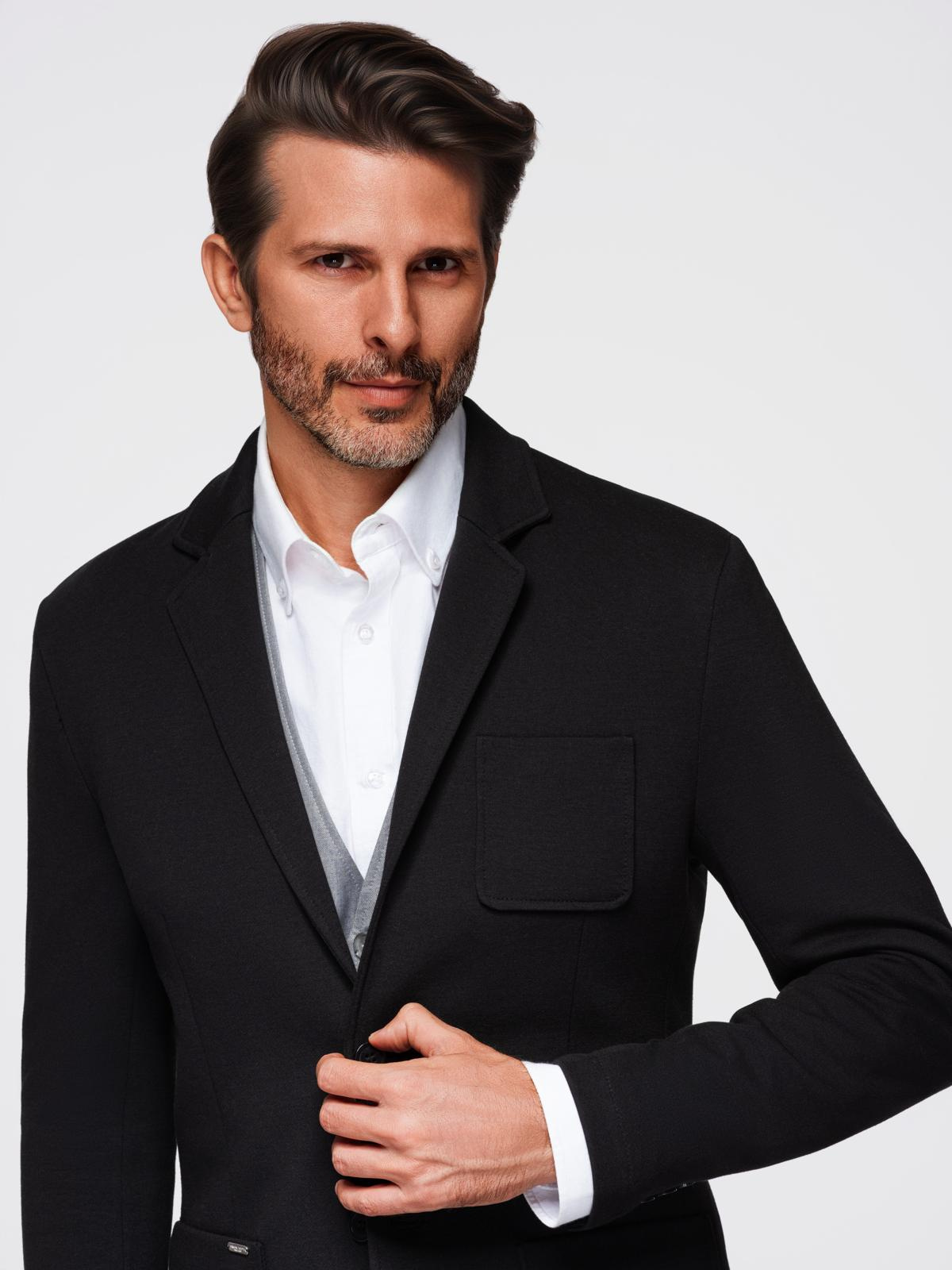 Ombre Men&#039;s SLIM knit jacket with subtle texture - black