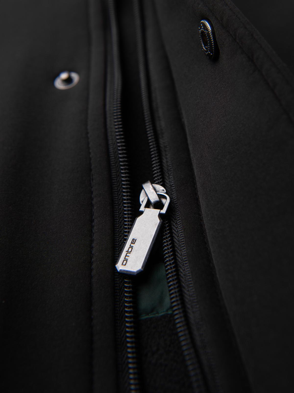 Ombre Men&#039;s parka coat with fleece lining and waist adjustment - black