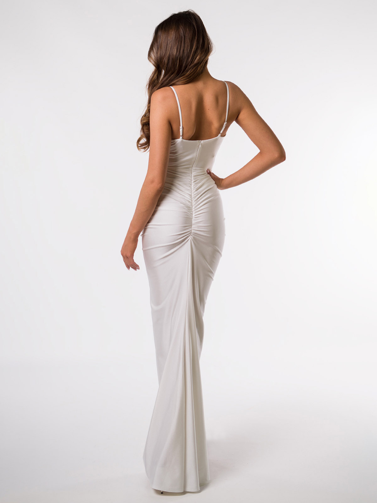 Edoti Women&#039;s maxi dress on slim straps with a straight neckline KYLIE DL