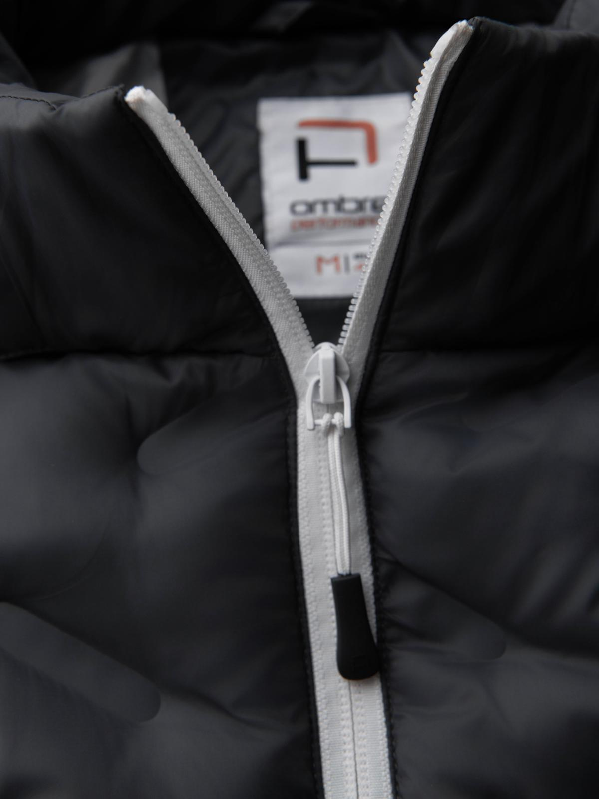 Ombre Men&#039;s quilted jacket with detachable hood - graphite and white