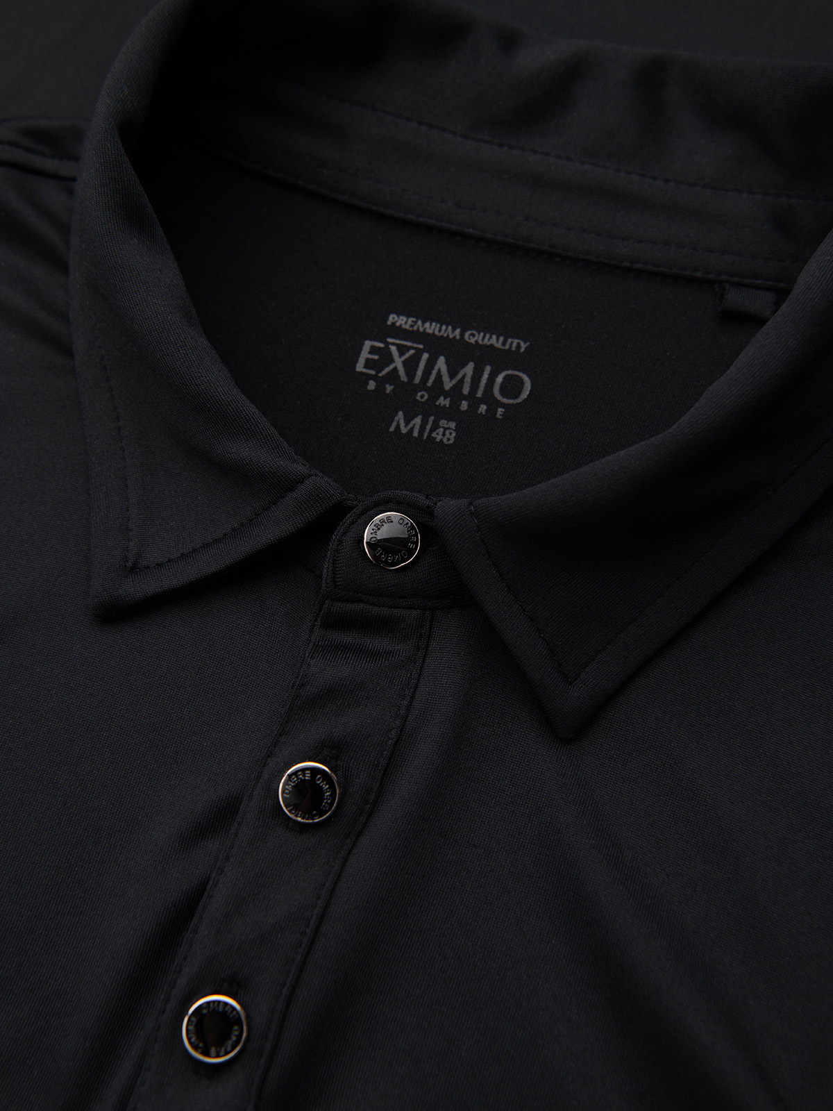 Ombre Polo long sleeve shirt with elegant branded buttons - black