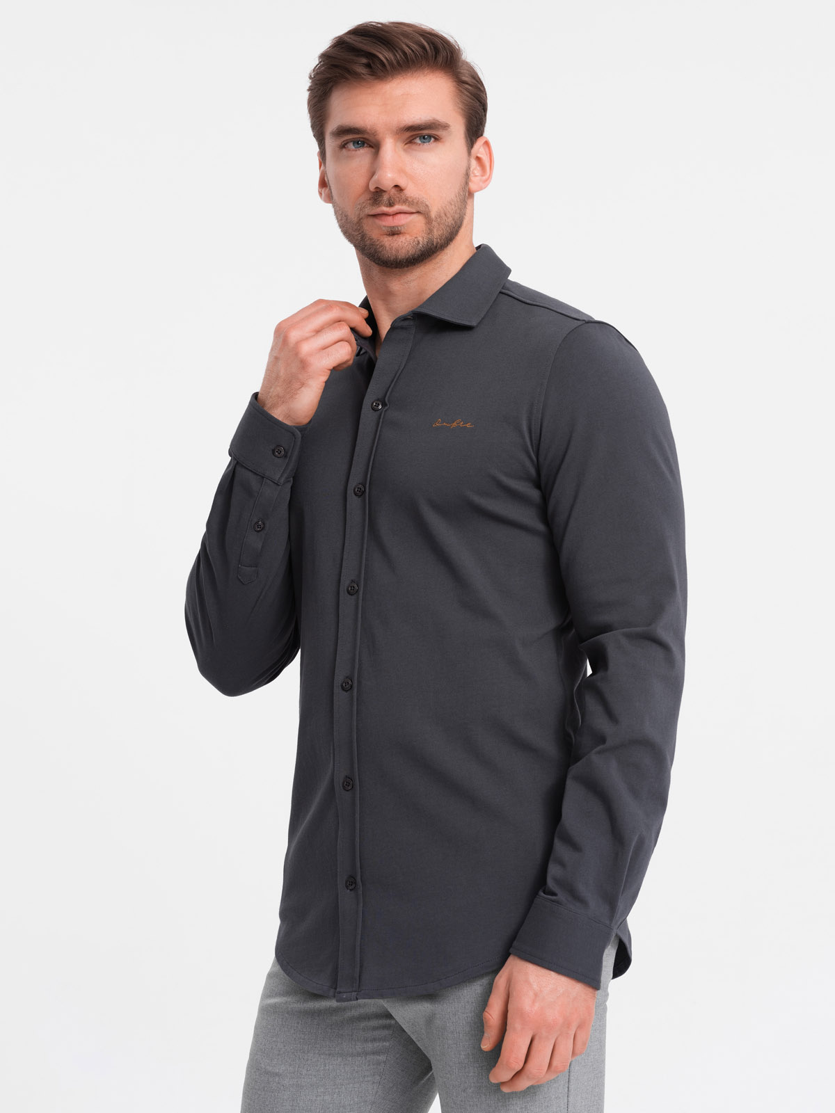 Ombre Men's REGULAR Cotton Single Jersey Knit Shirt - Graphite