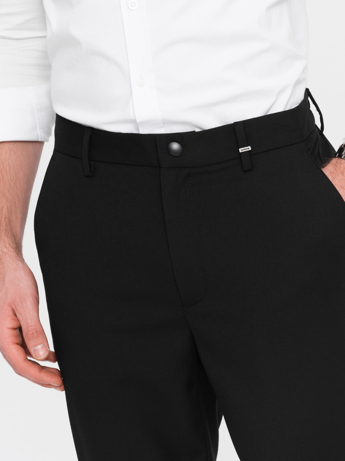 Ombre Men's REGULAR FIT chino pants with elastic waistband - black