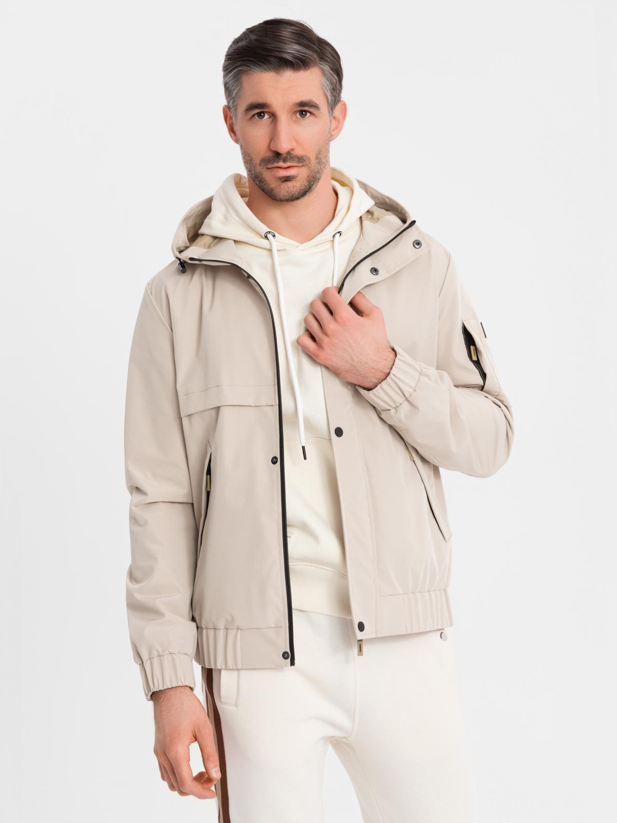 Ombre Functional mens transitional jacket with hood - beige