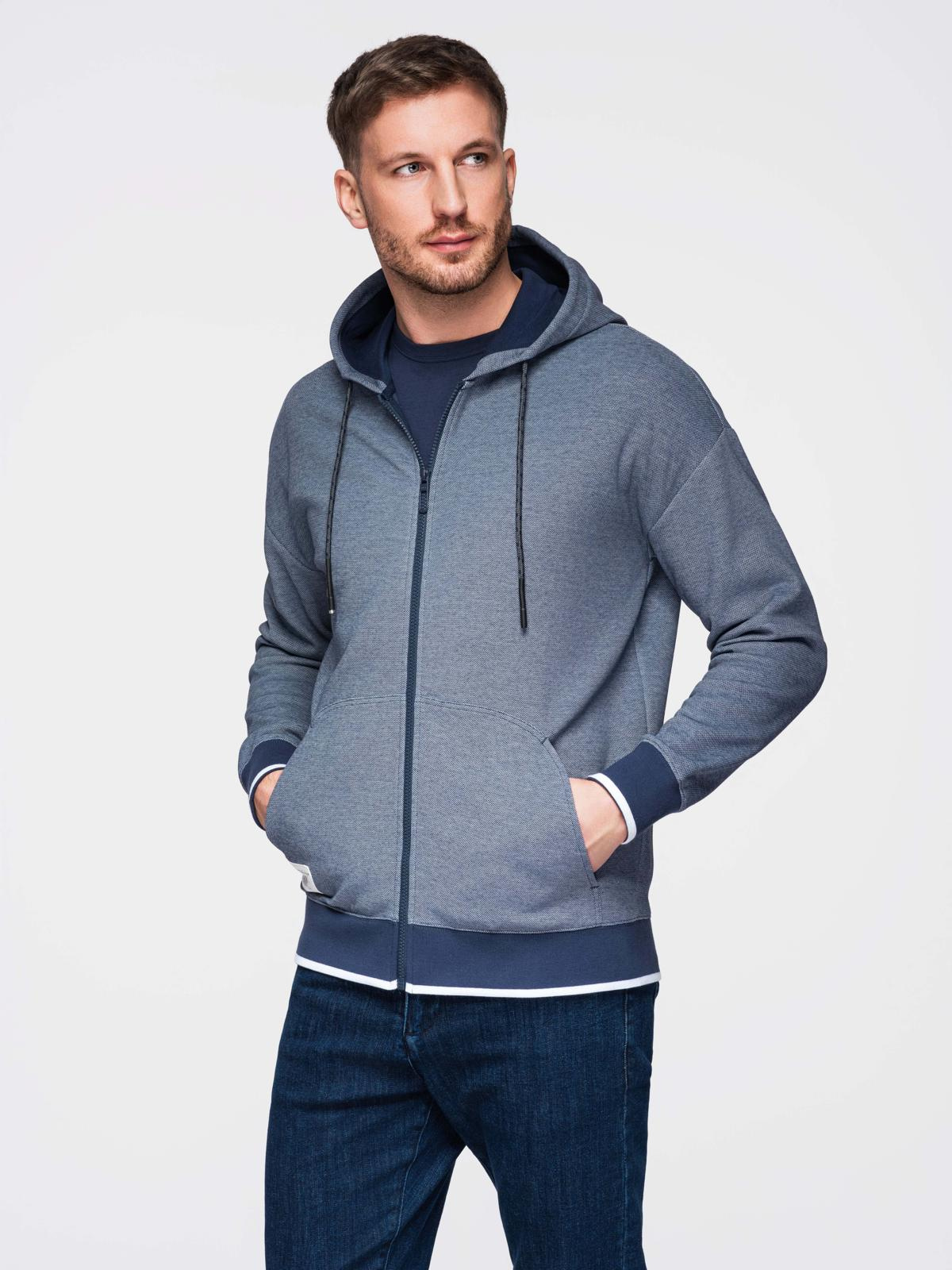 Ombre Men's soft-textured hooded sweatshirt - navy blue
