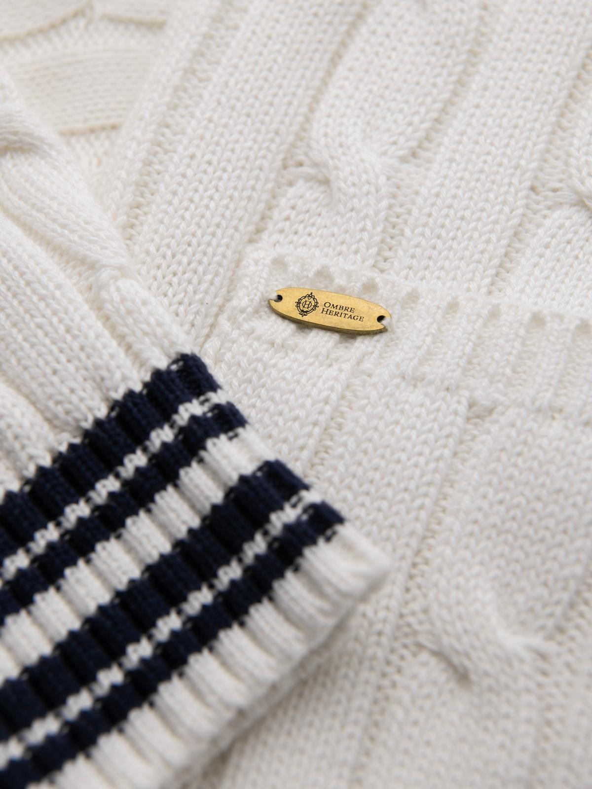 Ombre Men's cardigan sweater with shawl collar in preppy style - white