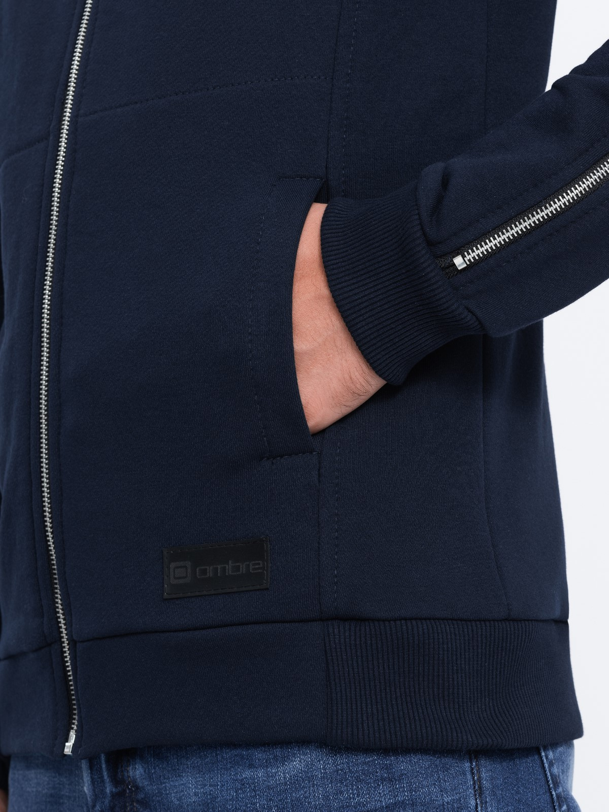 Ombre Men&#039;s bomber jacket with decorative zips on sleeves AMSTERDAM