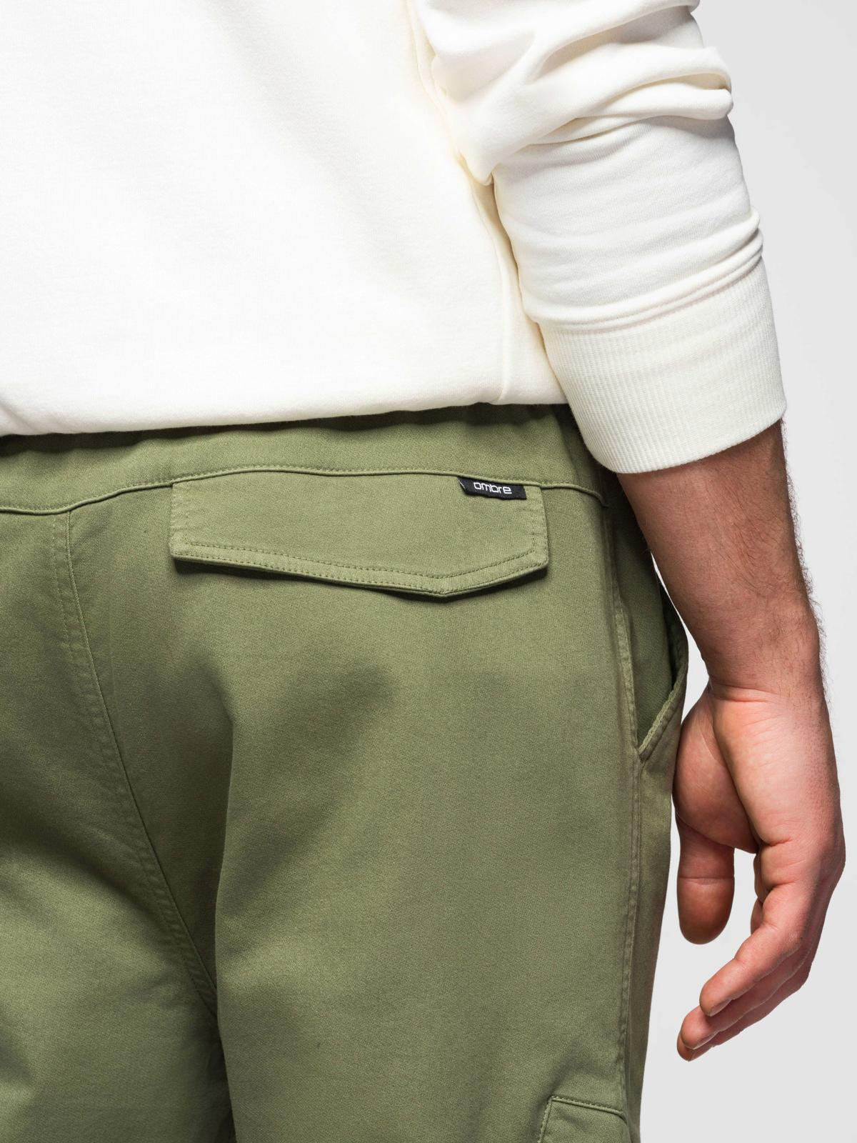 Ombre Men's knit joggers with cargo pockets - olive