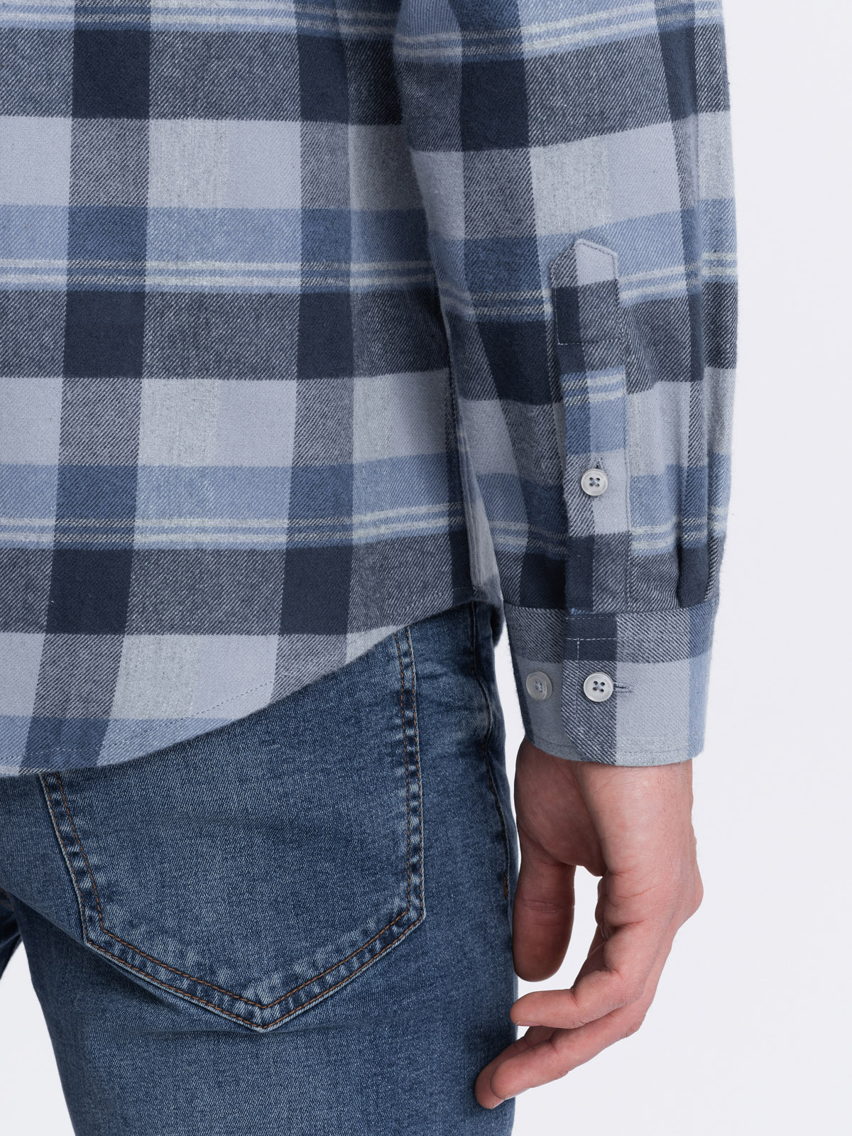 Ombre Men&#039;s plaid flannel shirt - blue-gray