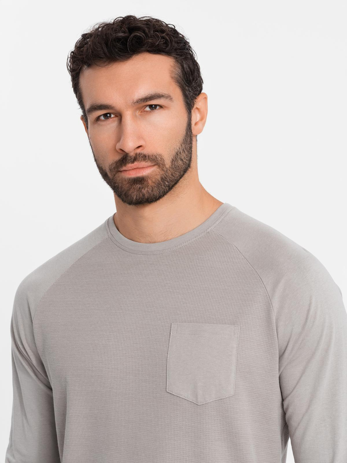 Ombre Men's longsleeve with "waffle" texture - ash