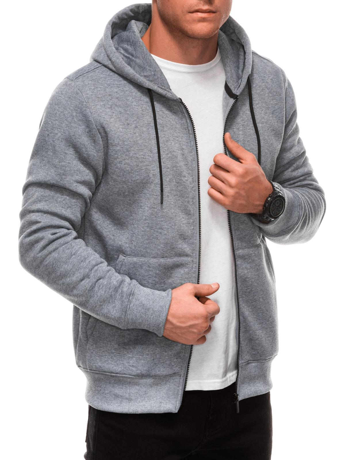 Edoti Unzipped men&#039;s BASIC hooded sweatshirt - grey melange