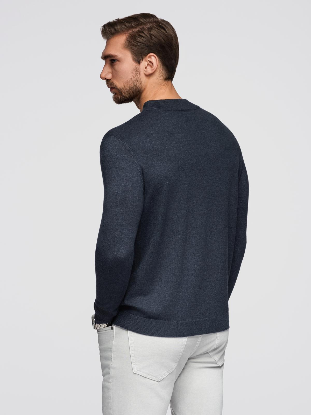 Ombre Men&#039;s knitted half turtleneck with viscose - navy blue