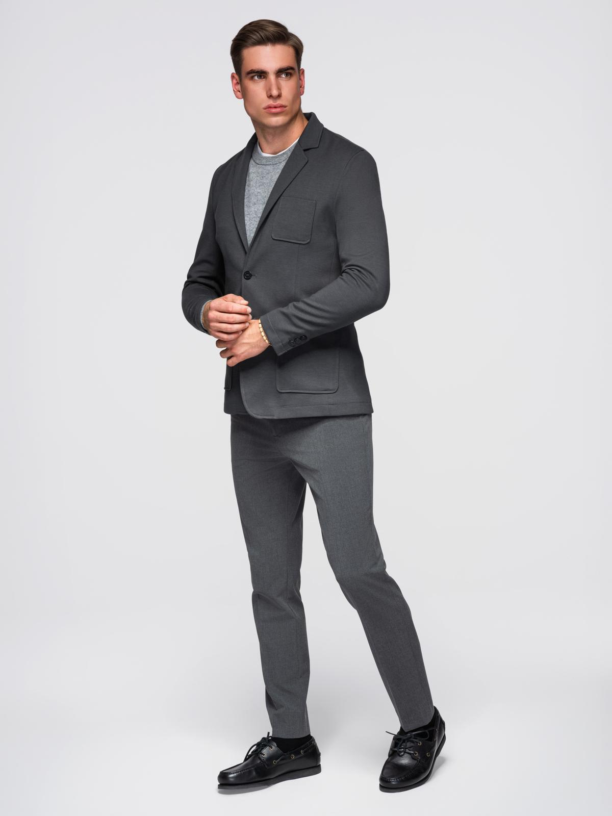 Ombre Men&#039;s SLIM knit jacket with subtle texture - graphite