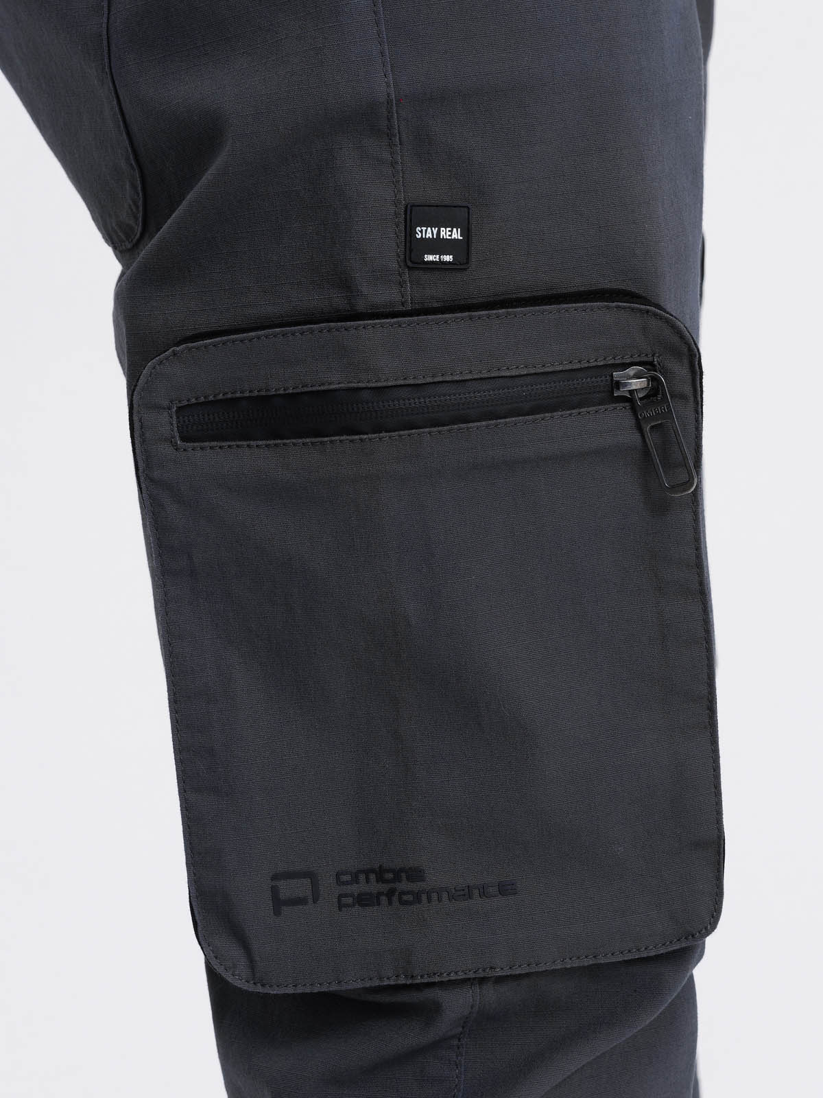 Ombre Men's JOGGER pants with stand-off and zippered cargo pockets - graphite