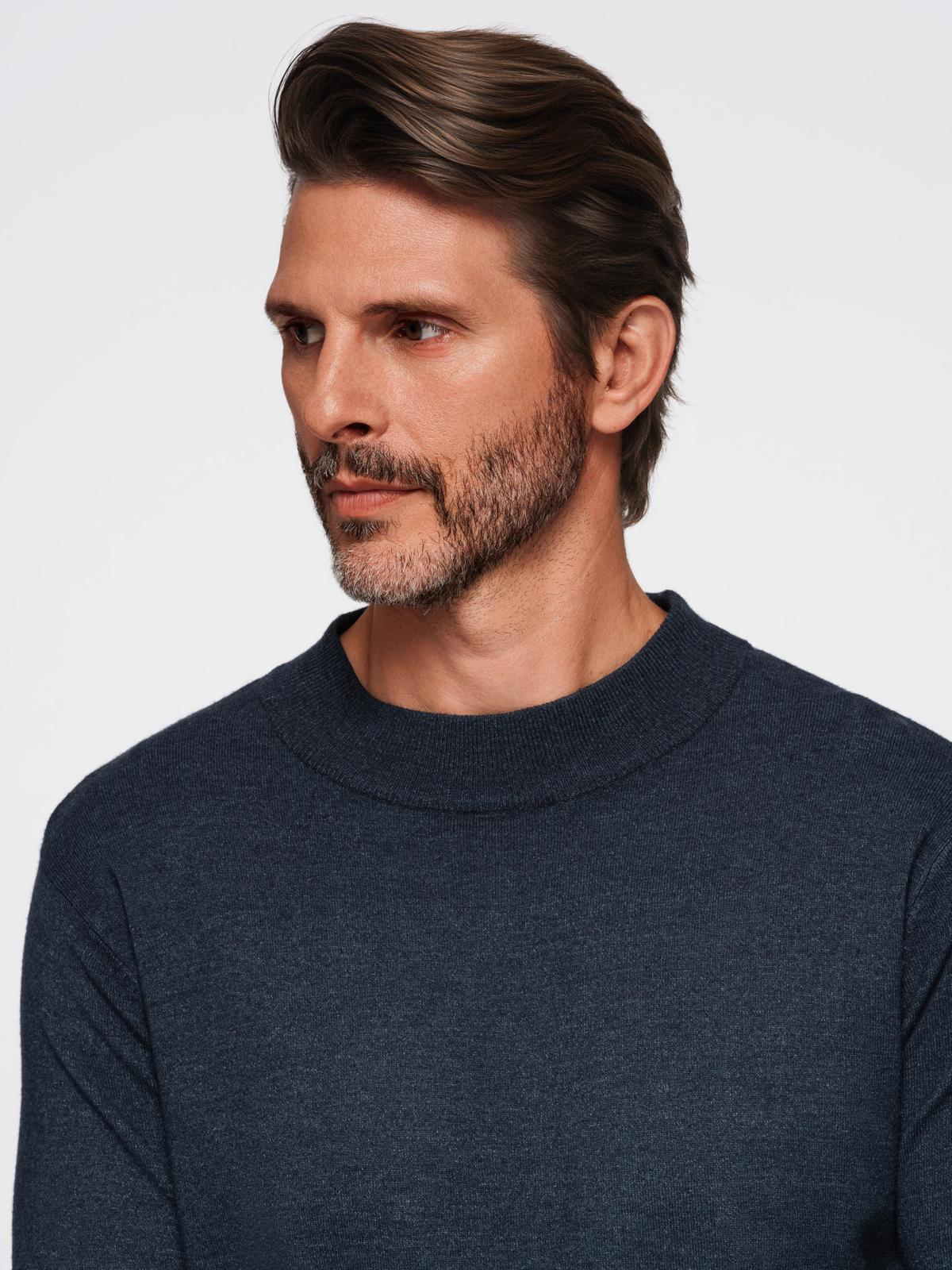 Ombre Men's knitted half turtleneck with viscose - navy blue