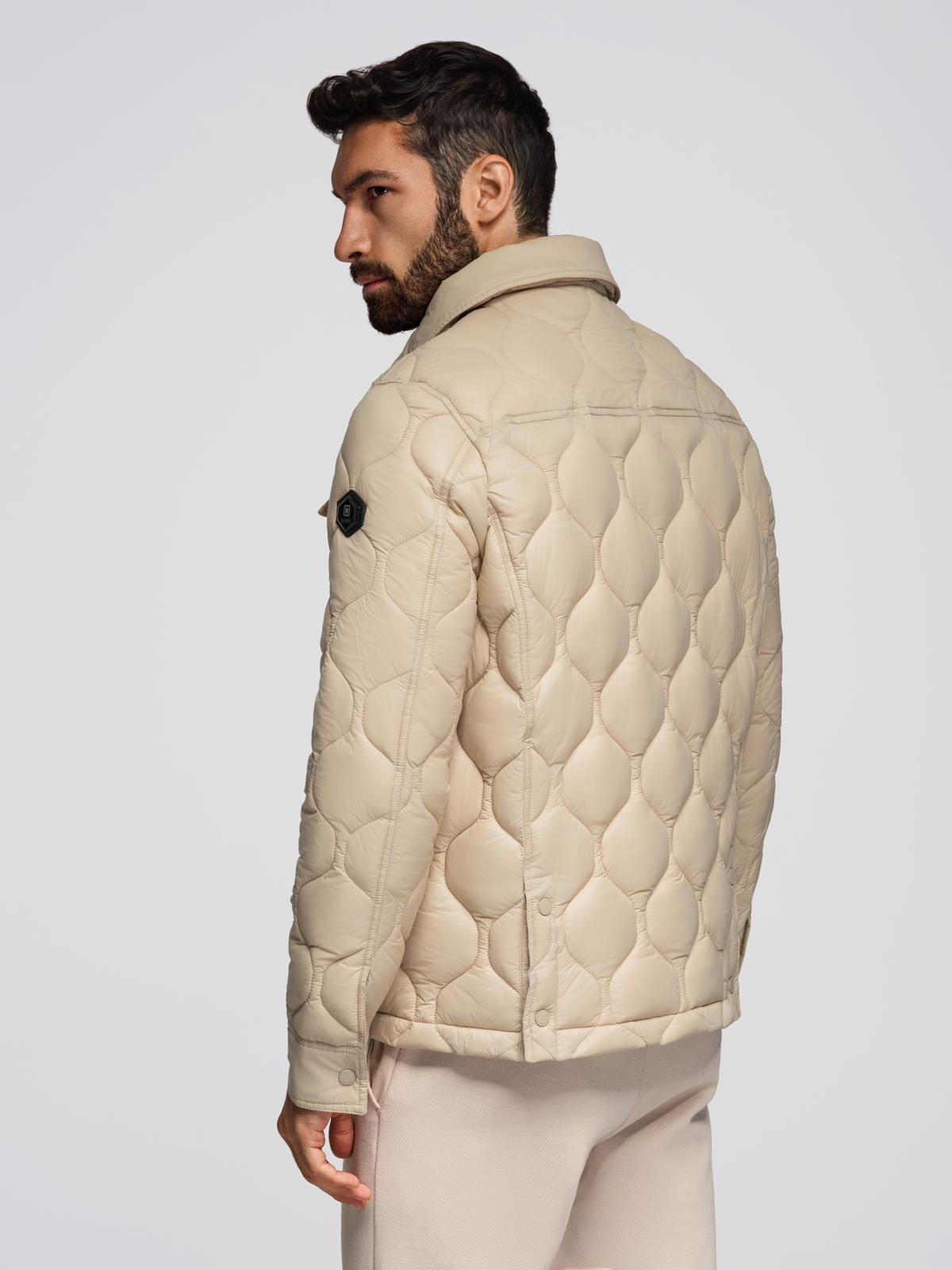 Ombre Men&#039;s quilted jacket in shirt cut - beige