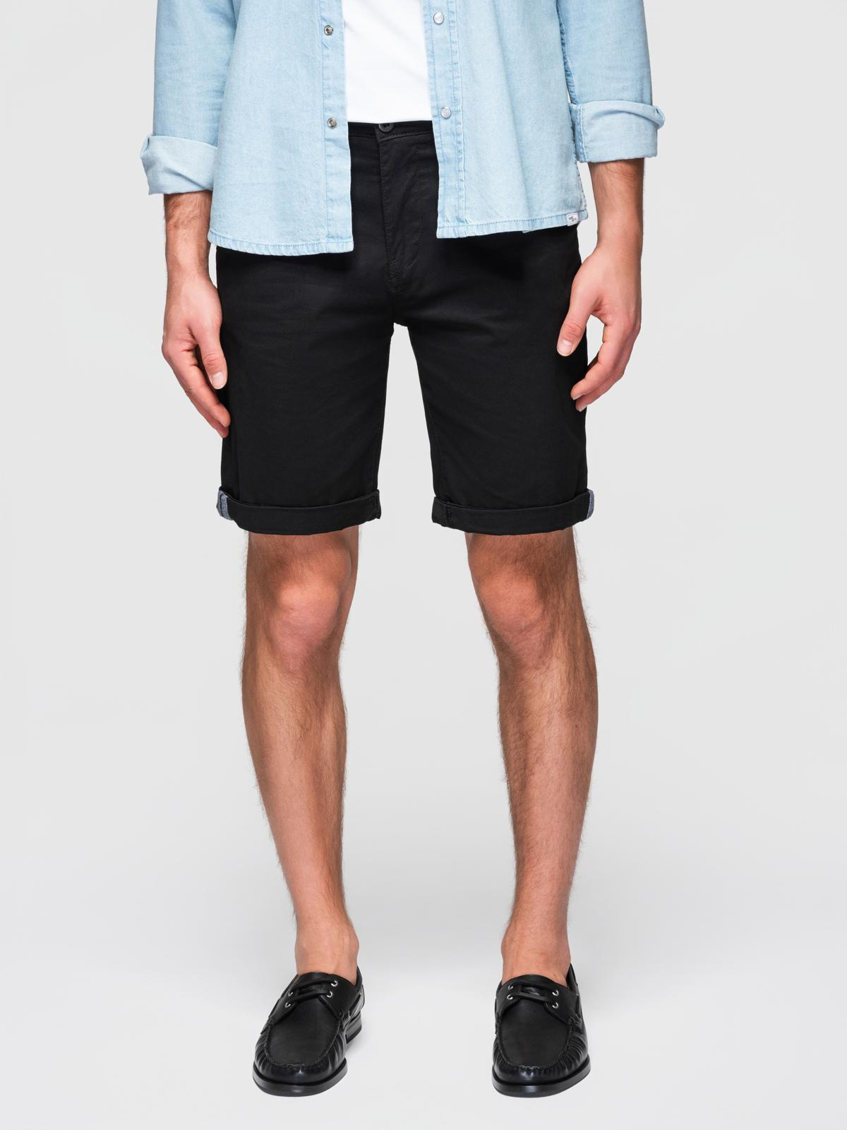 Ombre Classic men's chino shorts with rolled up leg - black