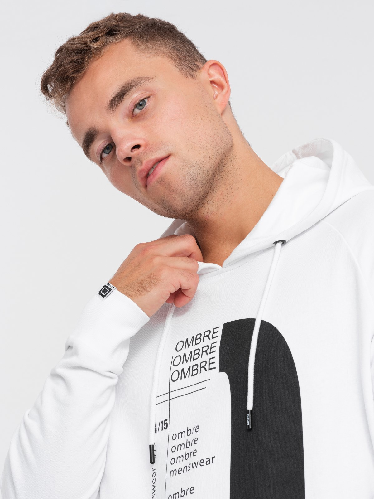 Ombre Men&#039;s printed HOODIE sweatshirt - white