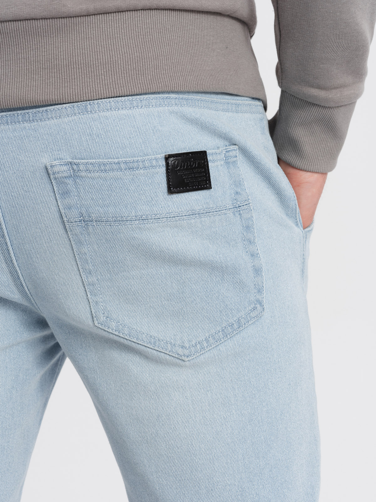 Ombre Men&#039;s JOGGER denim pants with rubbing - light blue