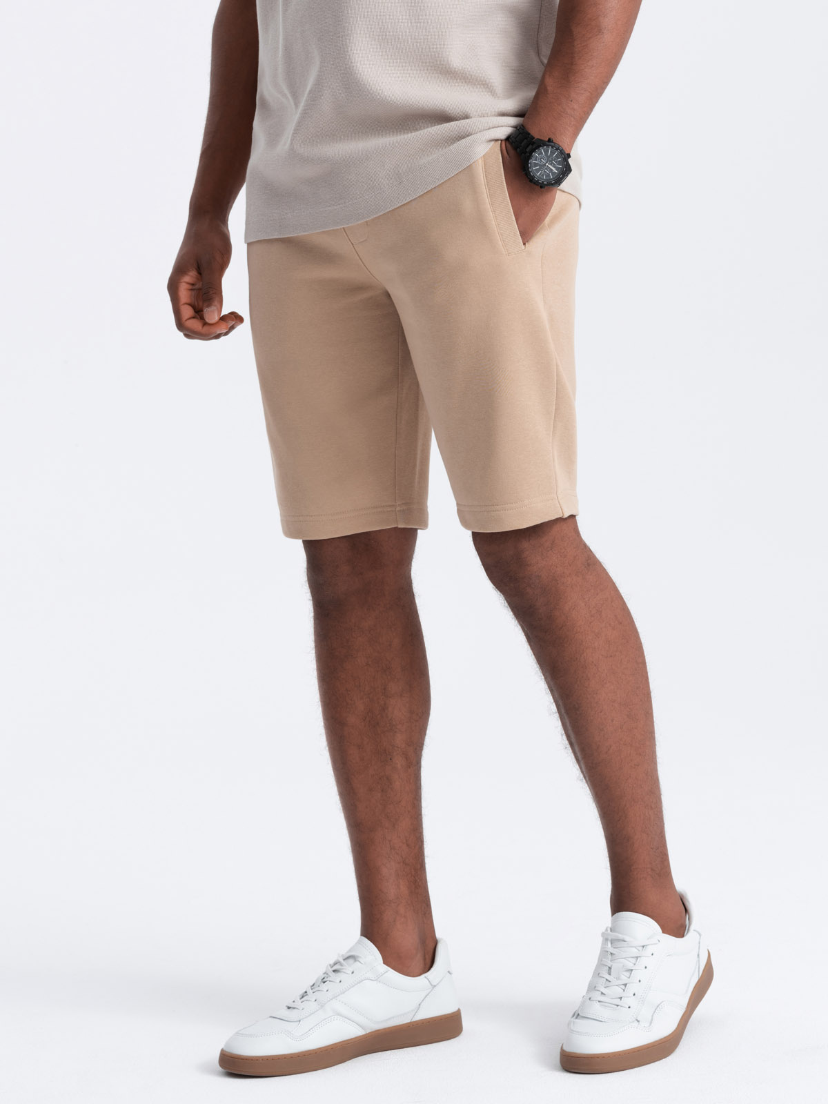 Ombre BASIC men&#039;s cotton sweatshorts - beige