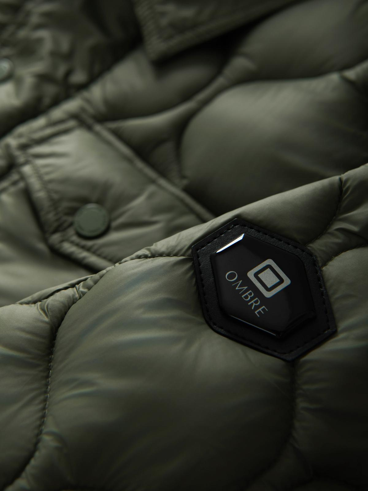 Ombre Men&#039;s quilted jacket in shirt cut - olive