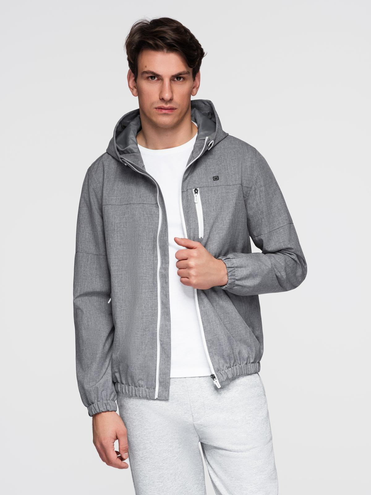 Ombre Men&#039;s lightweight sports jacket with fleece lining - gray