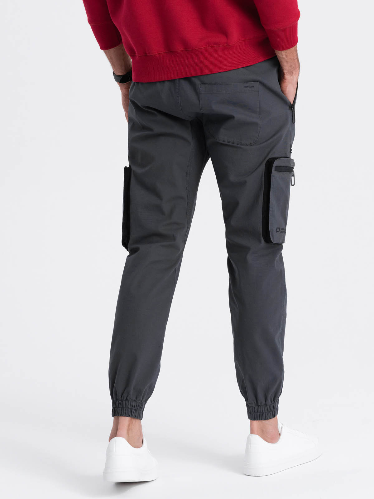 Ombre Men's JOGGER pants with stand-off and zippered cargo pockets - graphite