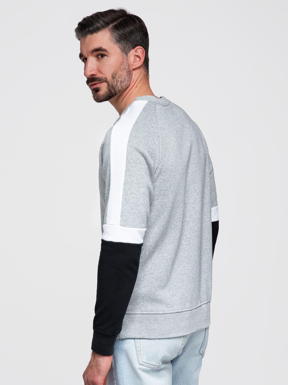 Ombre Tri-color men's sweatshirt with raglan sleeves - gray